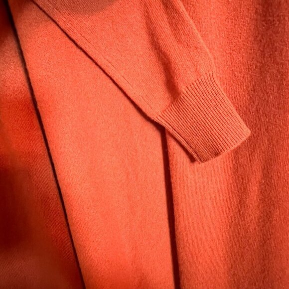 Neiman Marcus Cashmere Long Side-Slit Open-Front Cardigan Burnt Orange Size XS - Picture 5 of 7